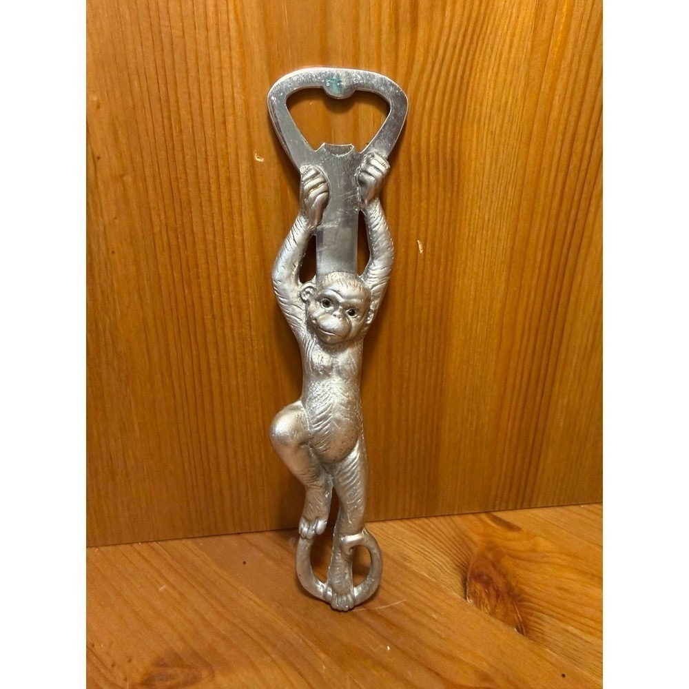 Vintage Monkey Bottle Opener Cast Aluminum Hanging Monkey Barware 6.3/4"‎